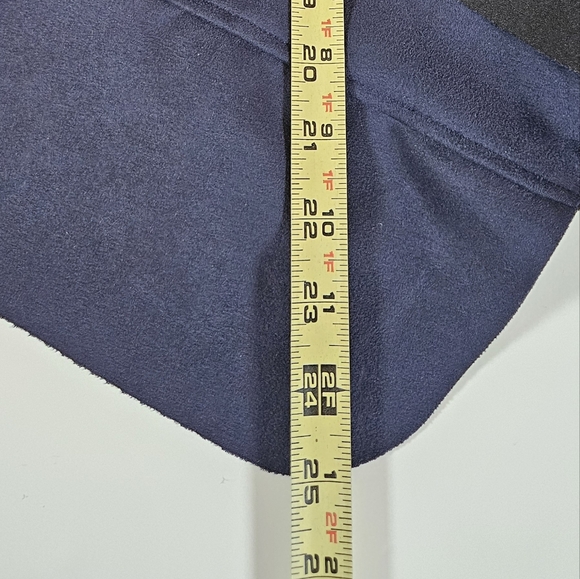 Chicos Suede Feel Blazer Jacket navy black lapel open front SZ12 - Picture 9 of 10